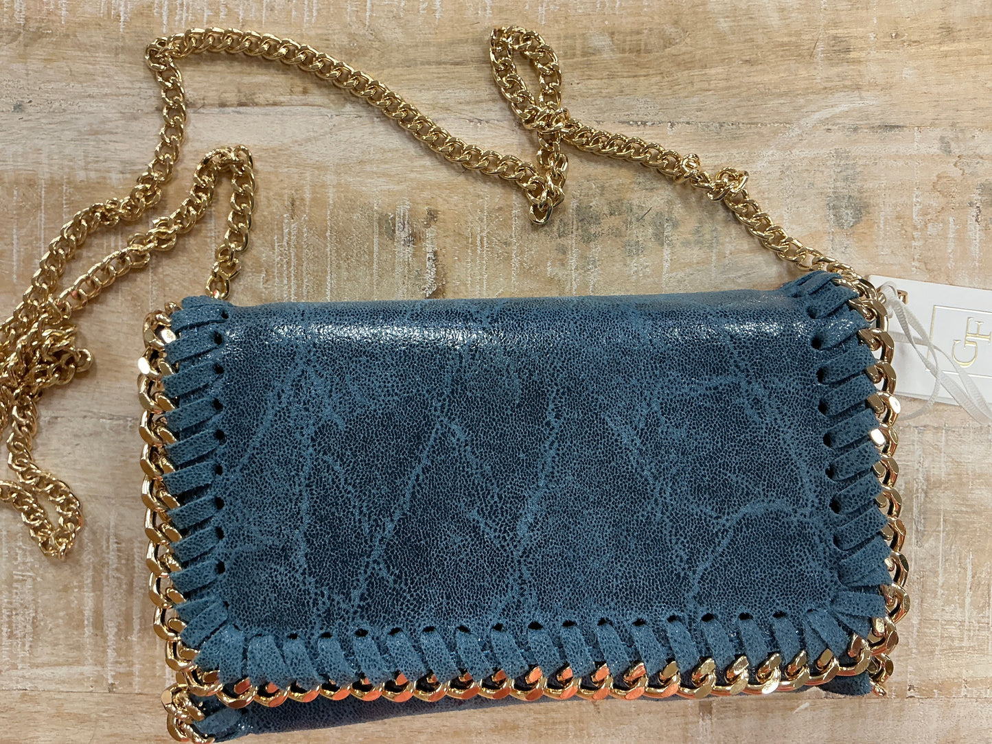 LEATHER BAG W/GOLD CHAIN(GF0389