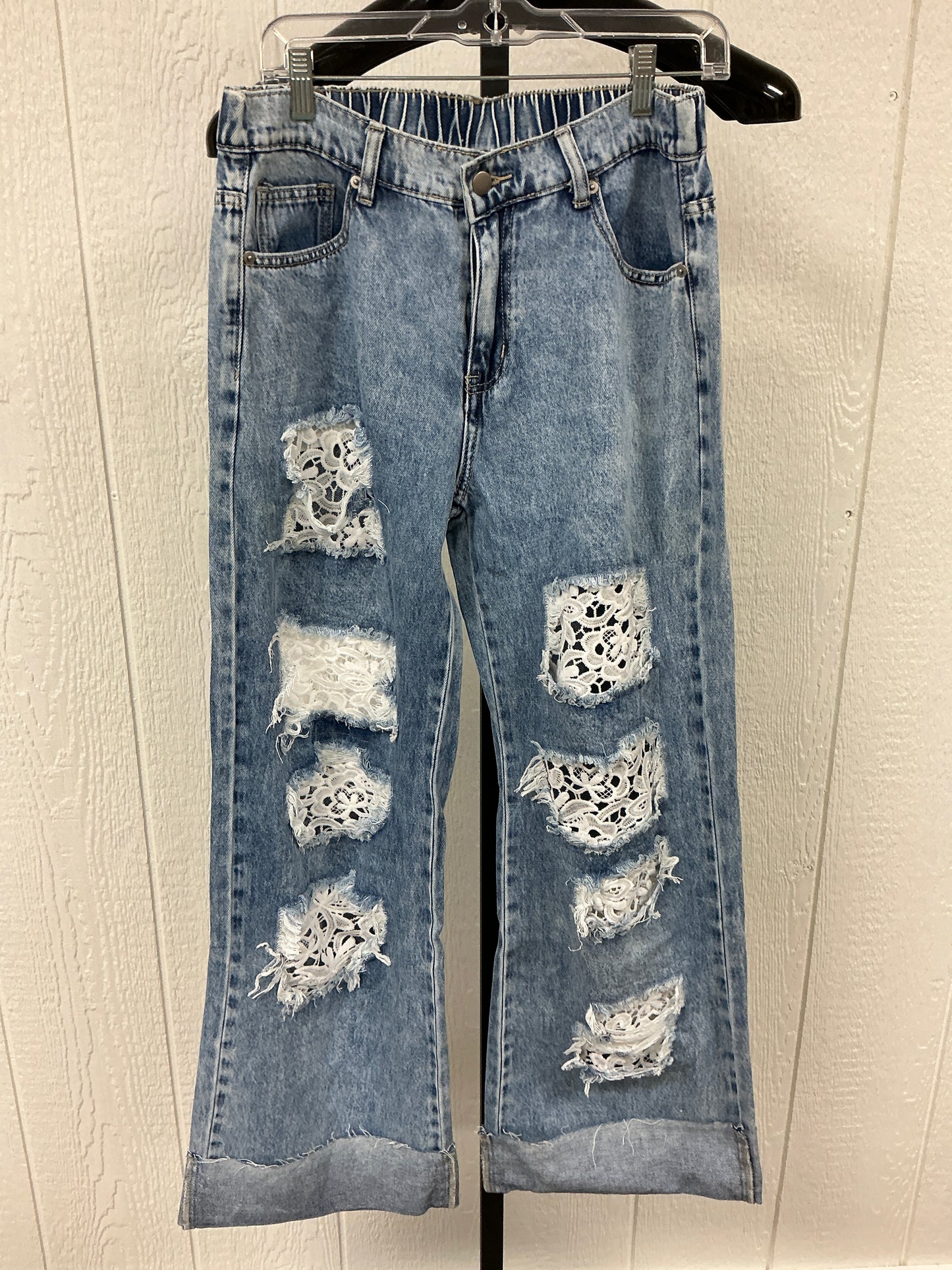 DISTRESS LACE INSERT PANT