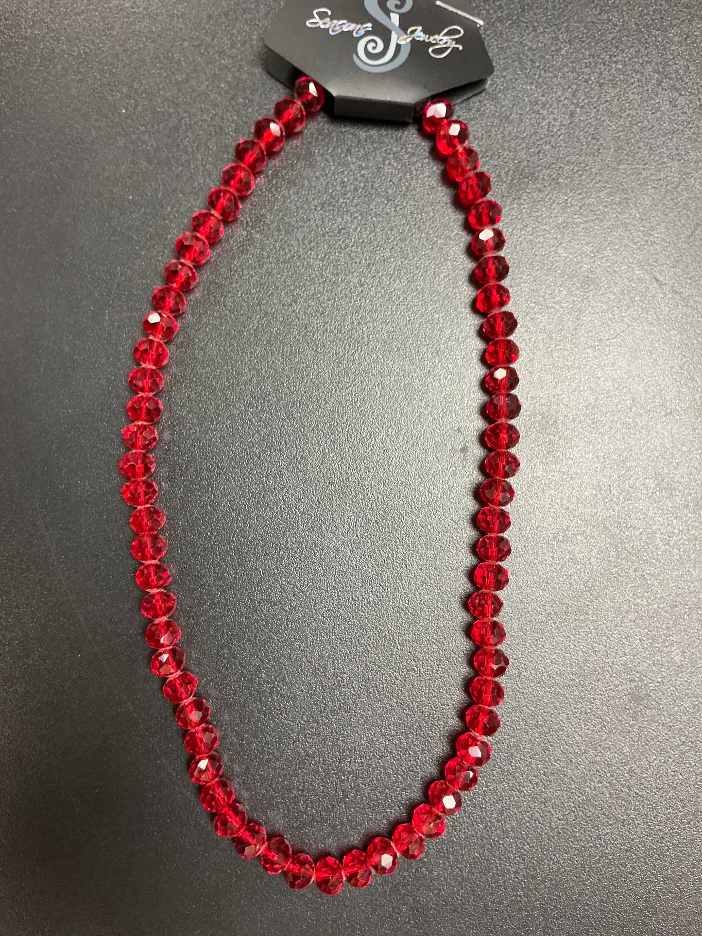 18" RED CRYSTAL STRECTH NECKLACE