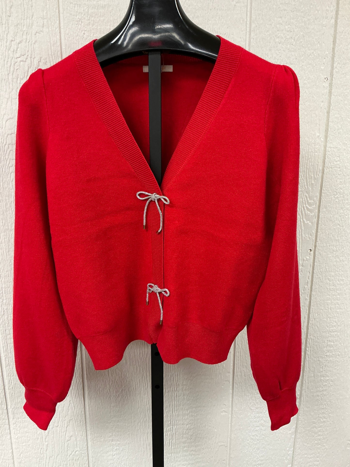 RED RIBBON TRIM PUFF SLEEVE