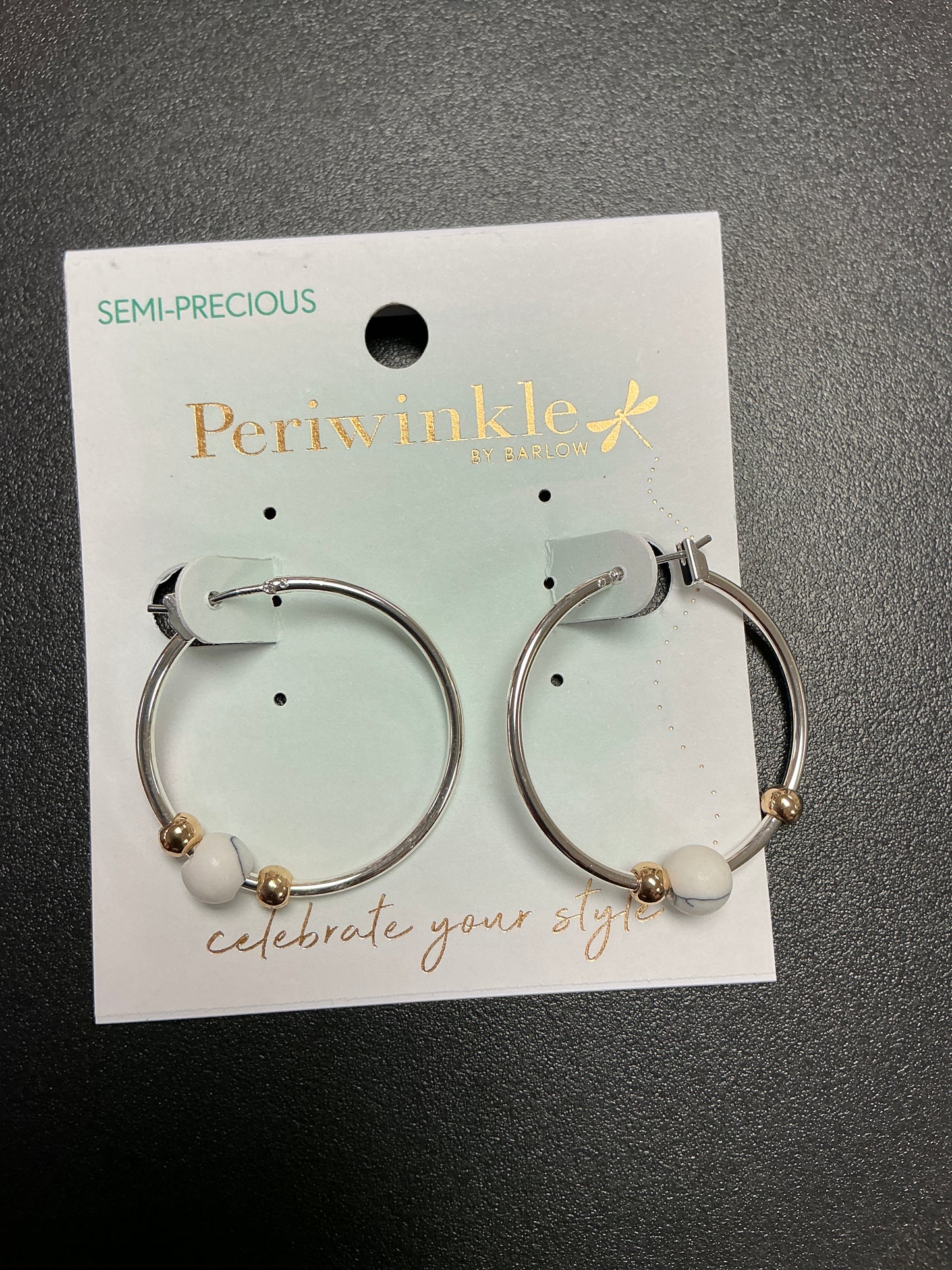 SILVER HOOPS W/HOWLITE