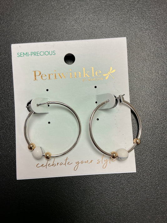 SILVER HOOPS W/HOWLITE