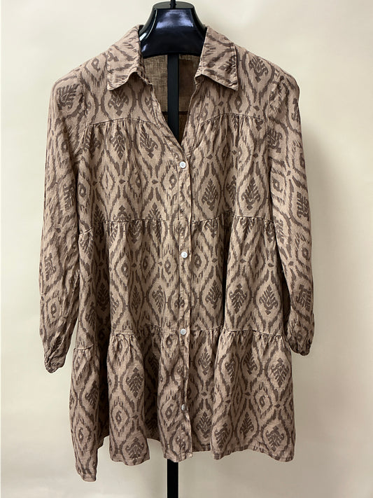 BUTTON DOWN ANIMAL PRINT DRESS