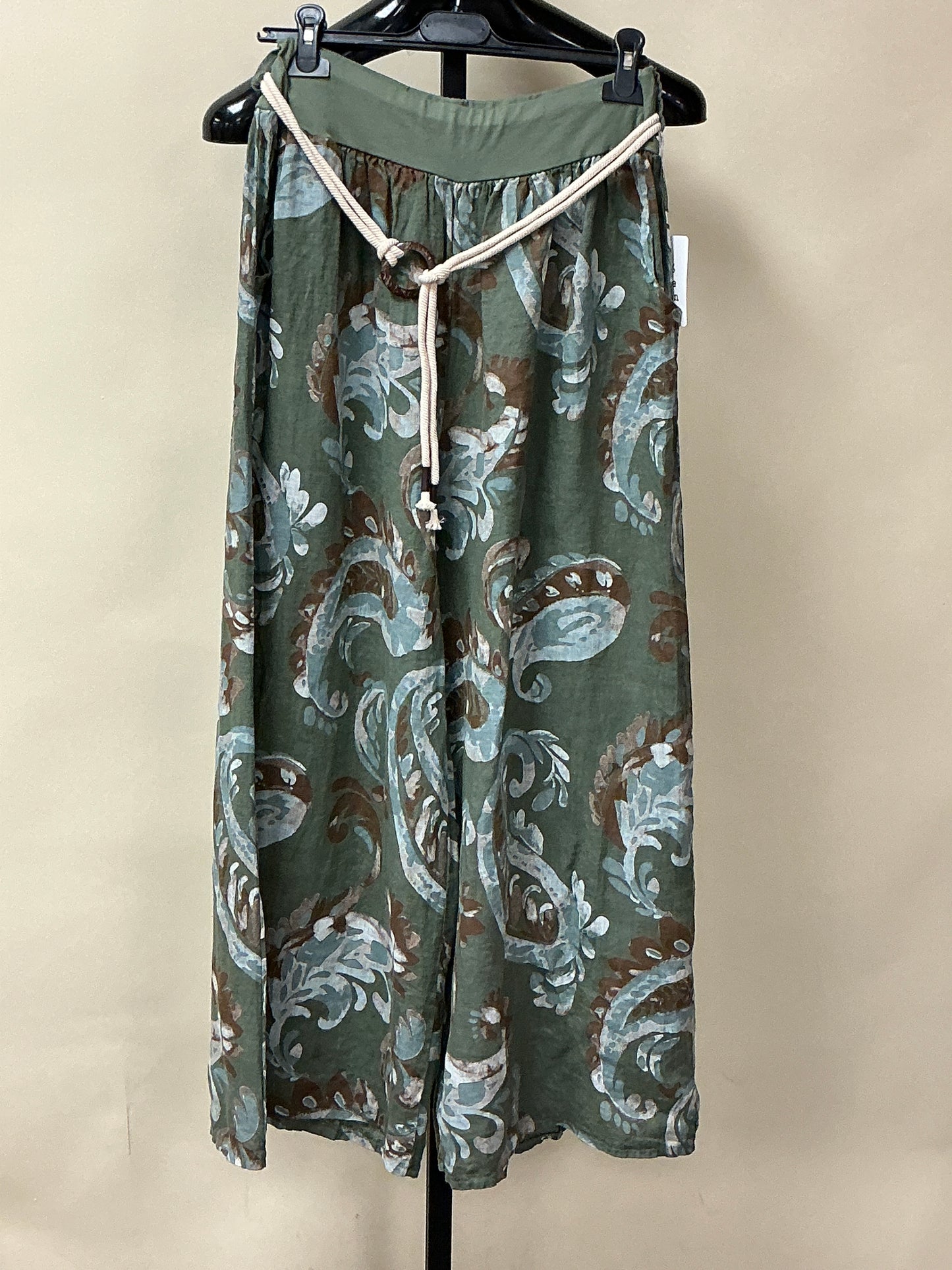 LINEN ABSTRACT PRINT PANTS