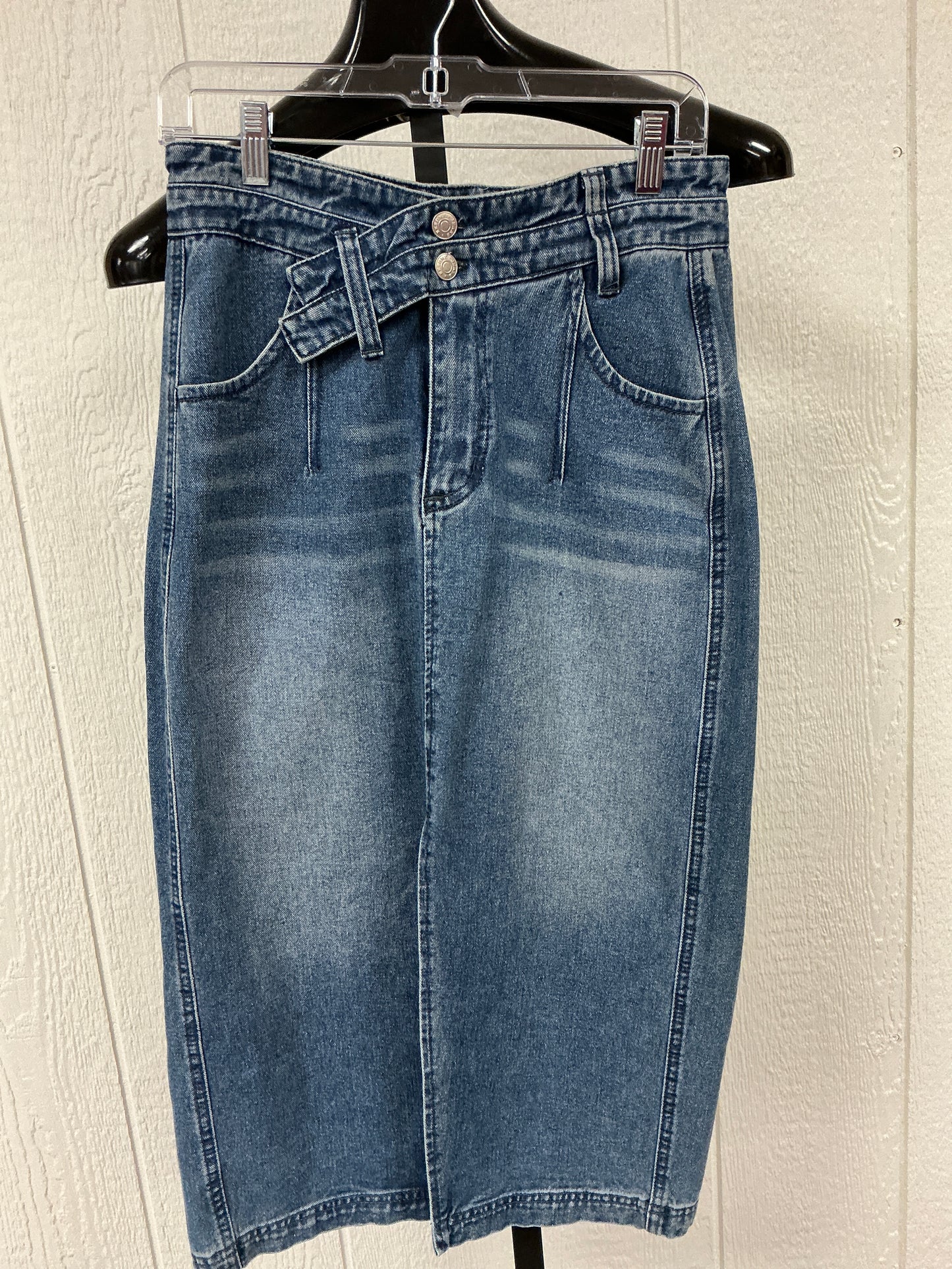 DENIM FRONT CROSS SKIRT(SHS9788