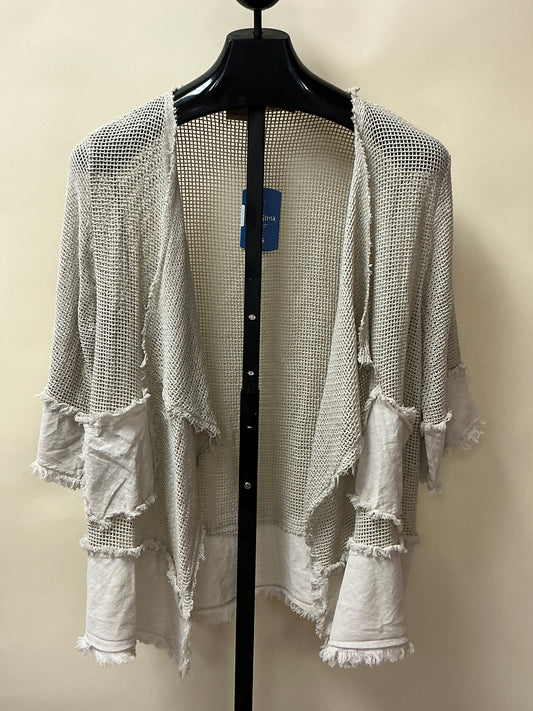 BEIGE FISNET LINEN CARDIGAN