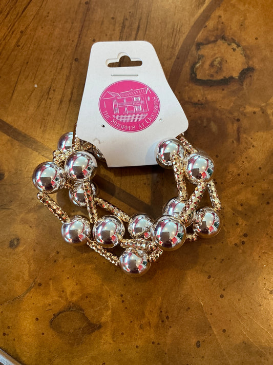 GOLD/SLV BEADED BRAC