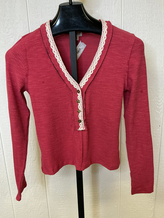RASPBERRY V-NCK PULLOVER (UKT642