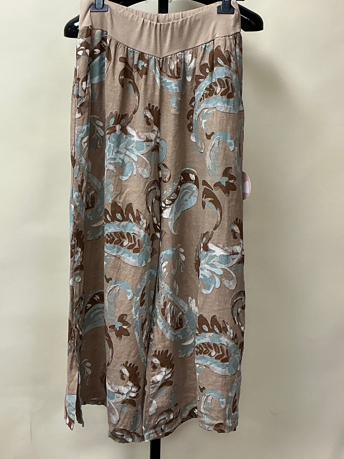 LINEN ABSTRACT PRINT PANTS