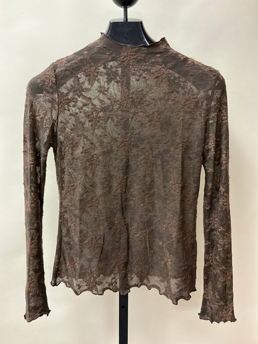 BROWN/HIGH NCK KNIT TOP