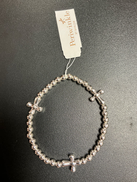 SLV BEAD & CROSS BRAC