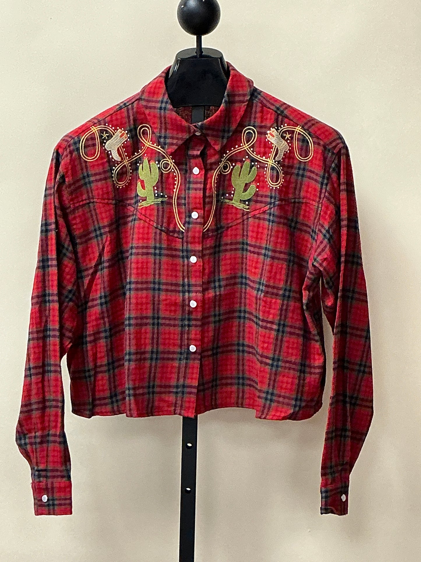 EMB PLAID WESTERN SHIRT
