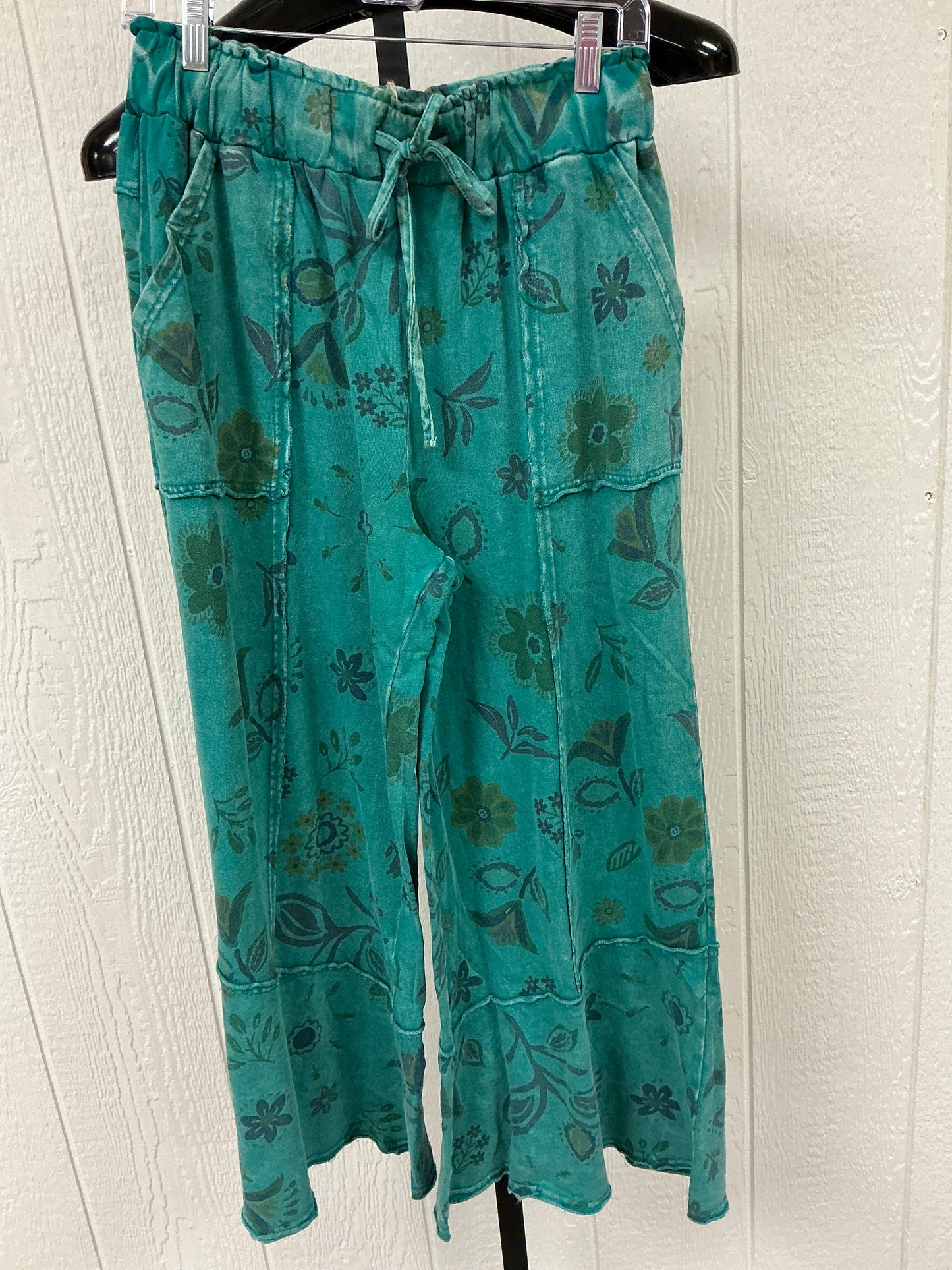 TEAL FLOWER KNIT PANT