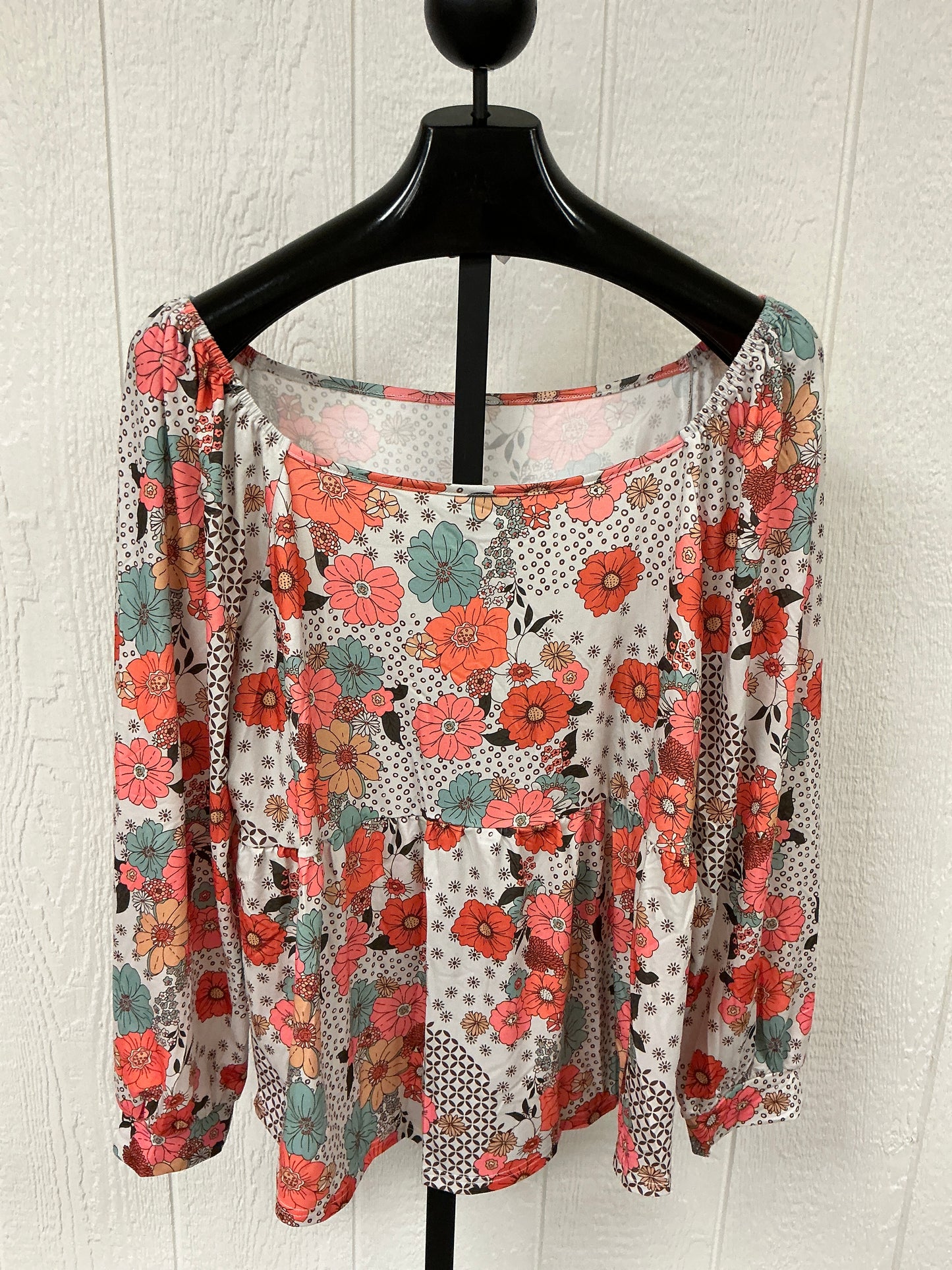 FLORAL SQ NCK PEPLUM BLOUSE