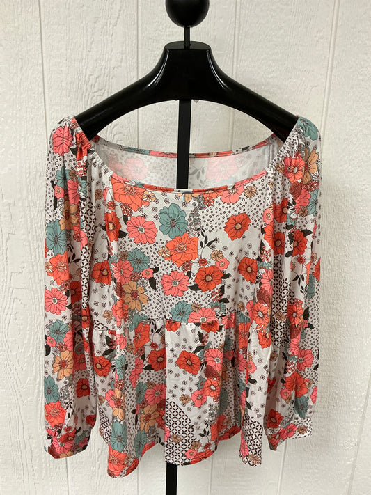 FLORAL SQ NCK PEPLUM BLOUSE