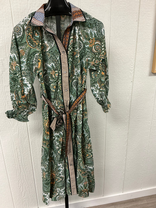 OLIVE PRINT MIDI DRESS(TAS904