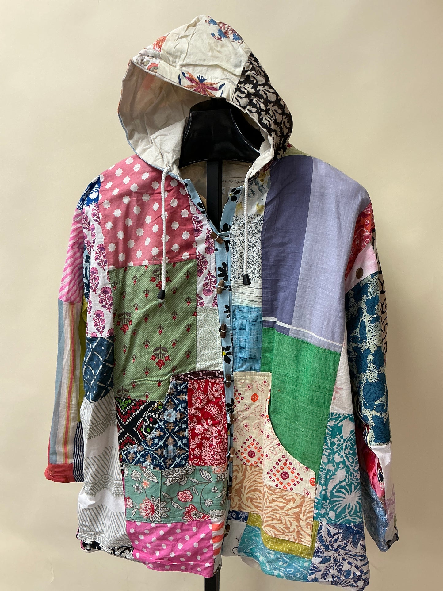 PATCHWORK JKT W/BUTTON CLOSURE