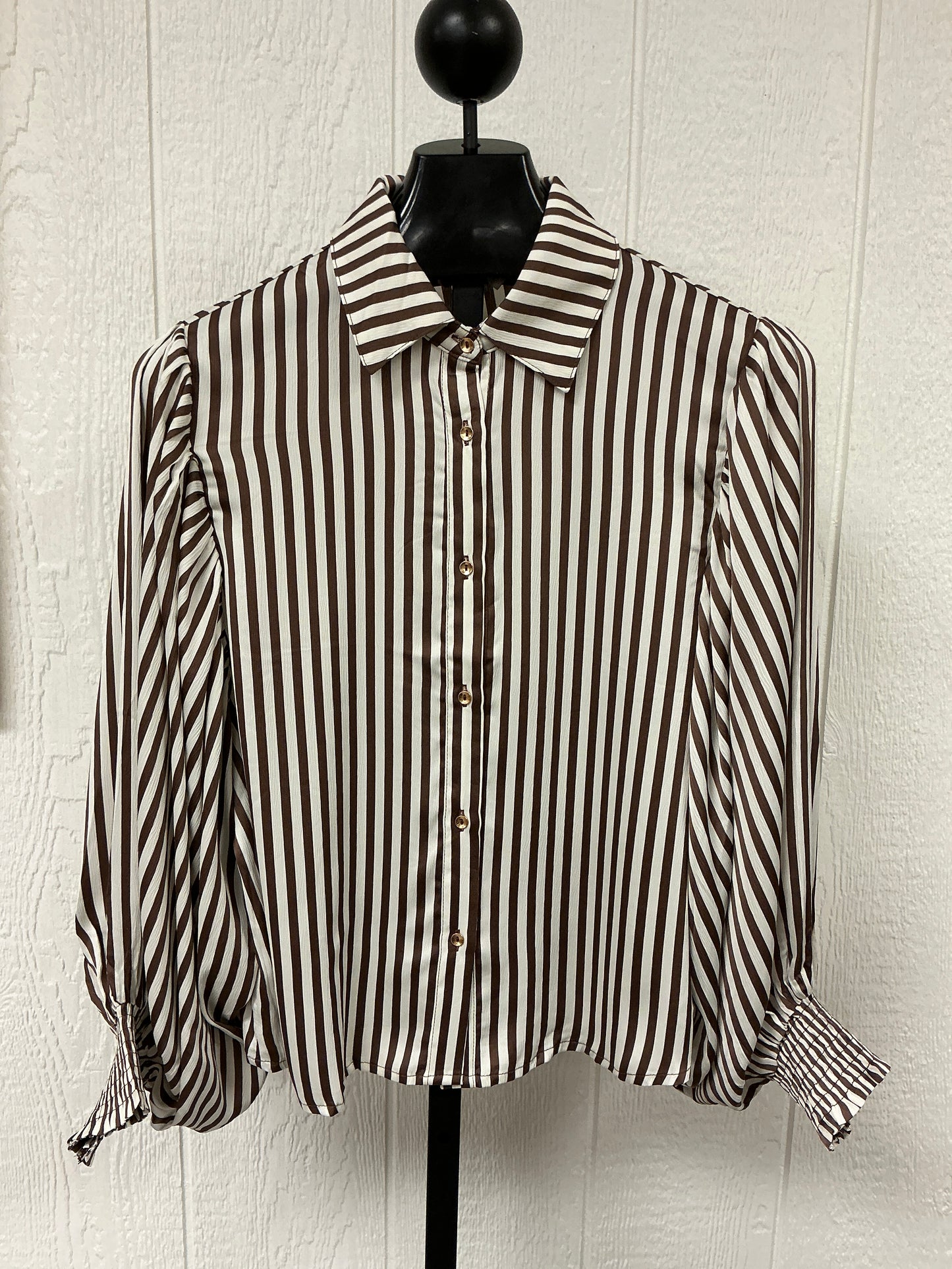 BROWN STRIP BLOUSE (TK11986