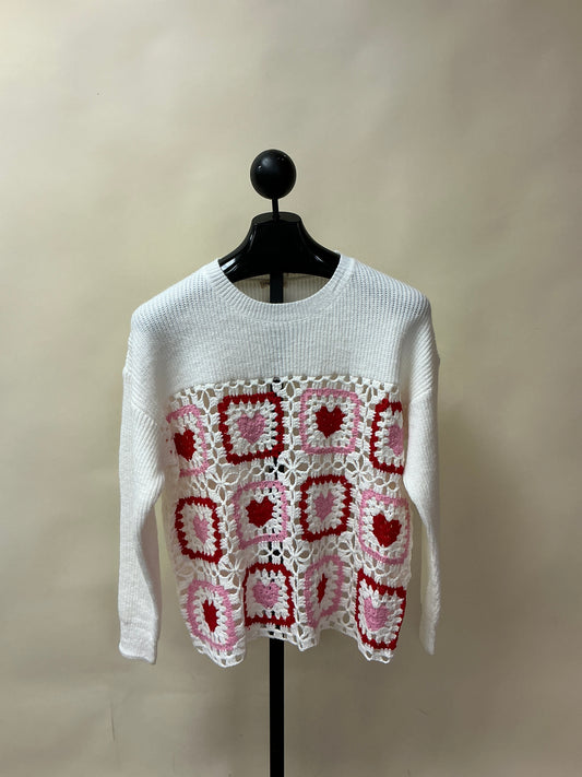 HEART CROCHET TRIM SWEATER (LL20722