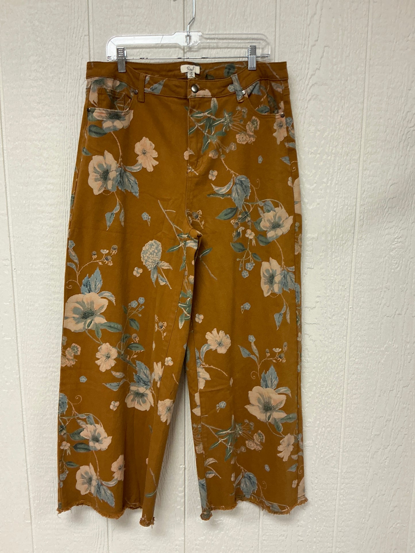 GOLDEN KIWI FLOWER PRINT PANT