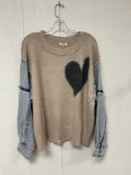 OATMEAL DENIM HEART PATCH