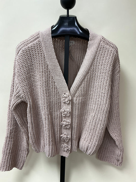 CAMEL V-NCK BUTTON SWEATER