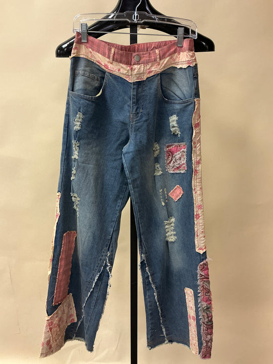 RIPPED PATCHWORK BOOT CUT DENIM