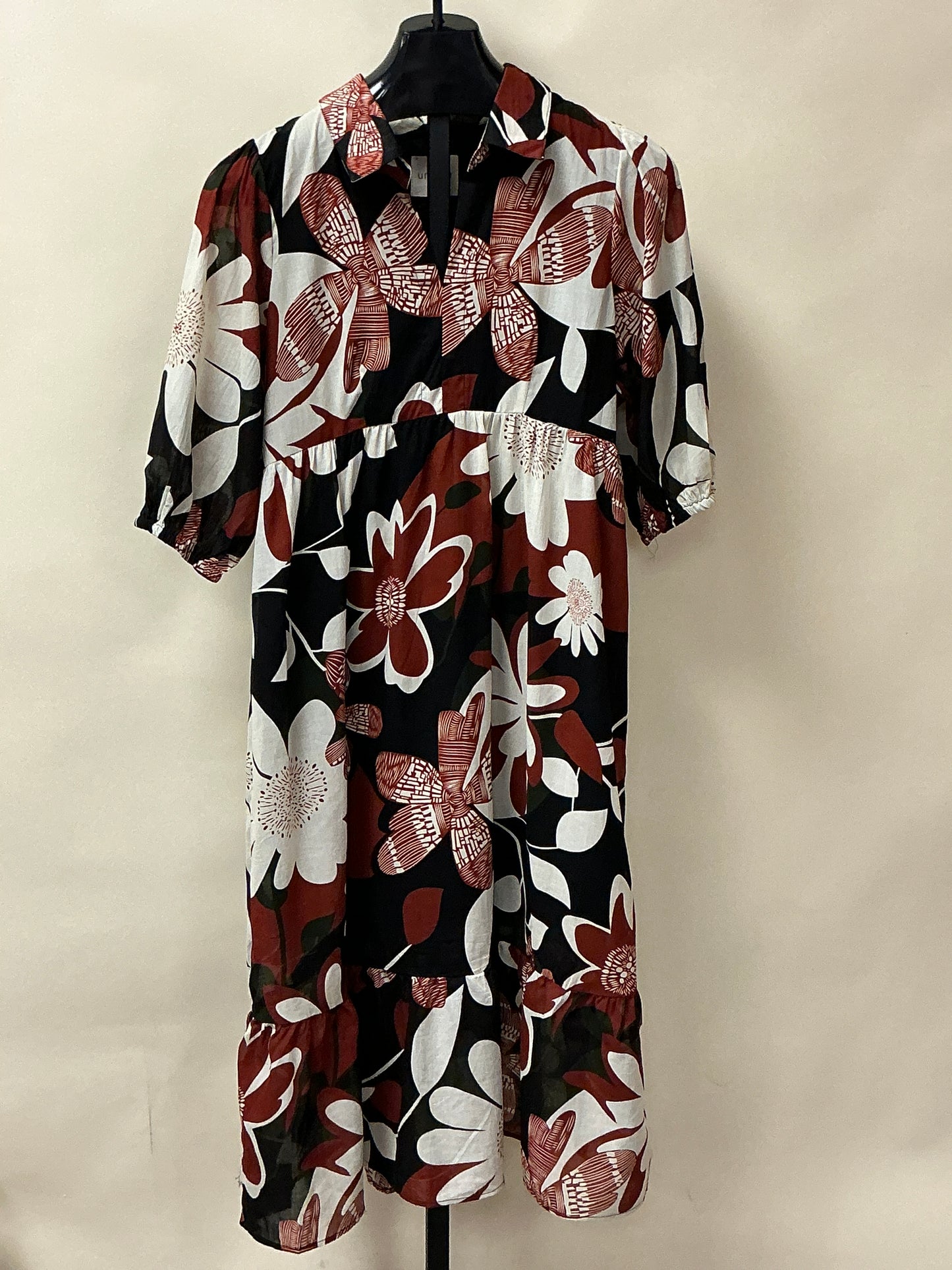 LINED RUST MIX FLORAL DRESS