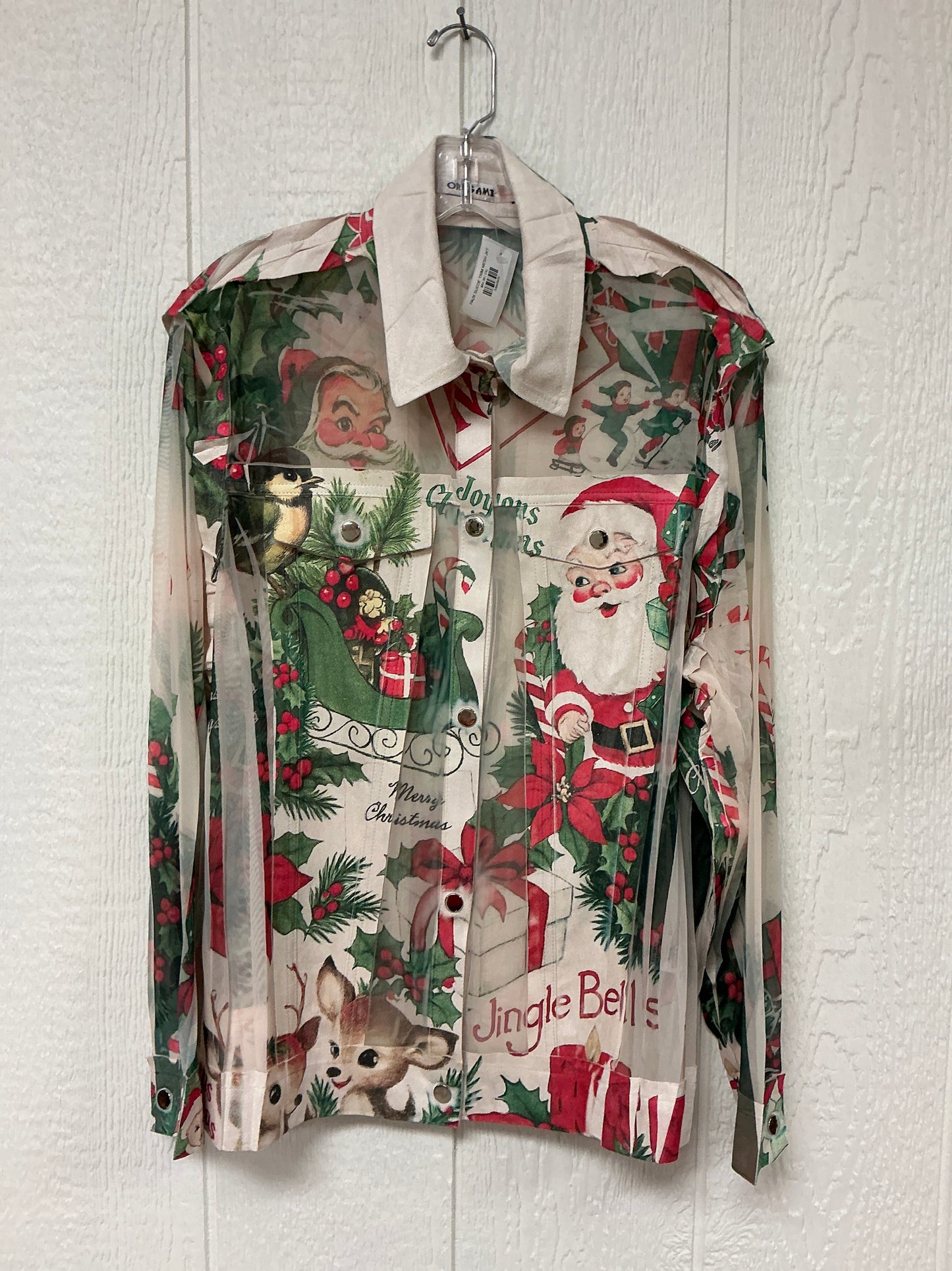 FAUX SUEDE TRIM MESH JKT