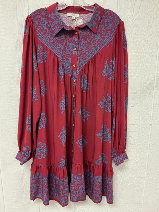 WINE BORDER PRINT DRESS(ED71604X