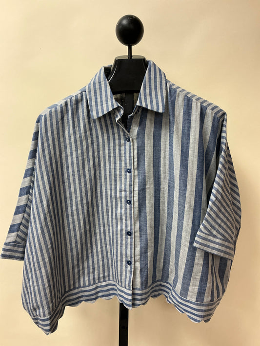 STRIPE BUTTON BLOUSE