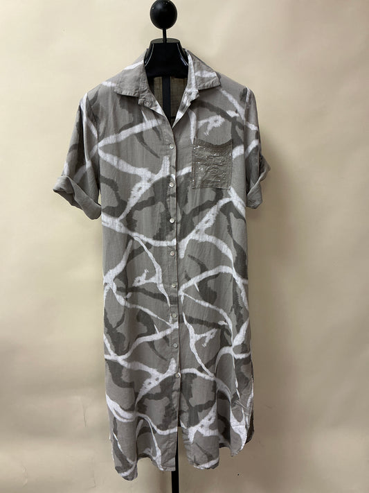 TAUPE LINEN BUTTON UP DRESS