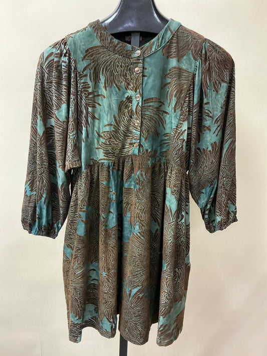 OLIVE BABYDOLL LONG SLV DRESS