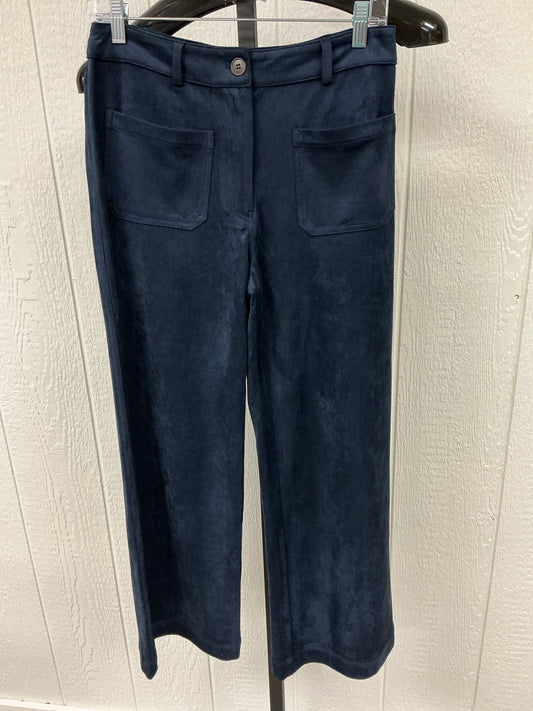 NAVY FAUX SUEDE SIDE LEG PANT