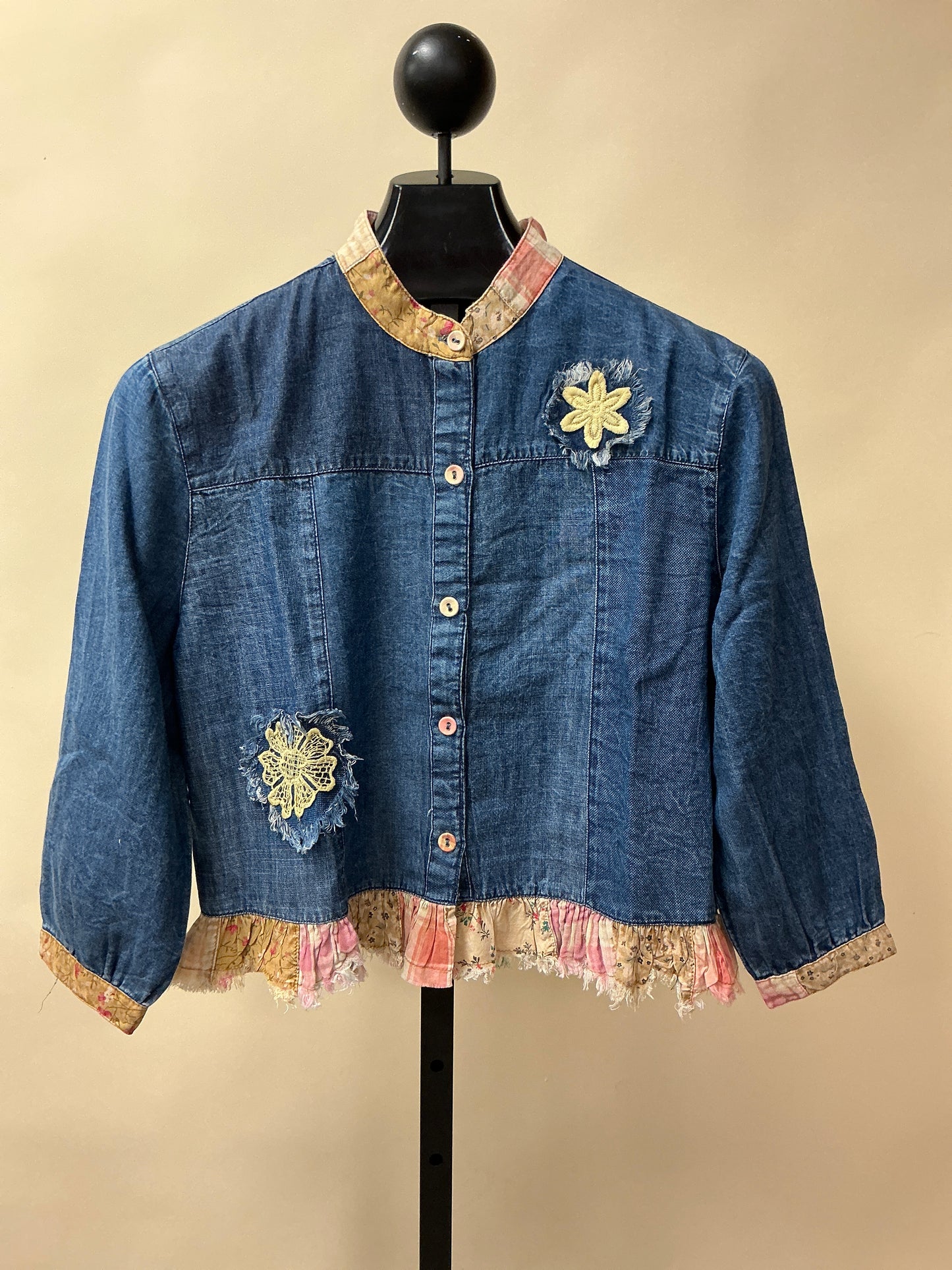 PATCHWORK CROPPED DENIM JKT