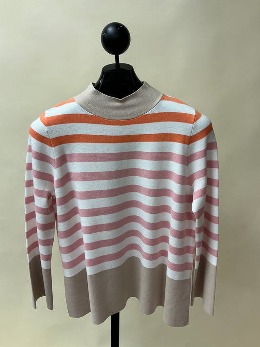 STRIPE MOCK NECK BELL SLV SWEATER