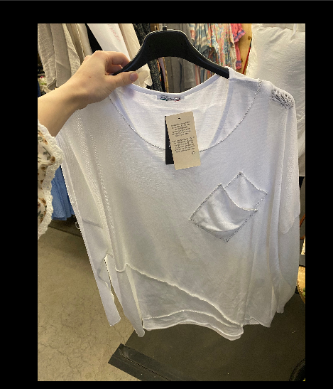 Asymmetrical Pocket Top - White
